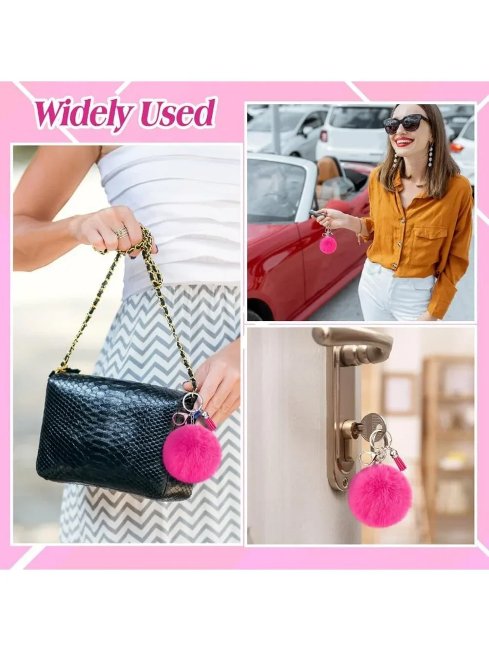 20 Pcs Cheer Pom Pom Keychains - Cheerleading Gifts, Tassel Keyring Charms